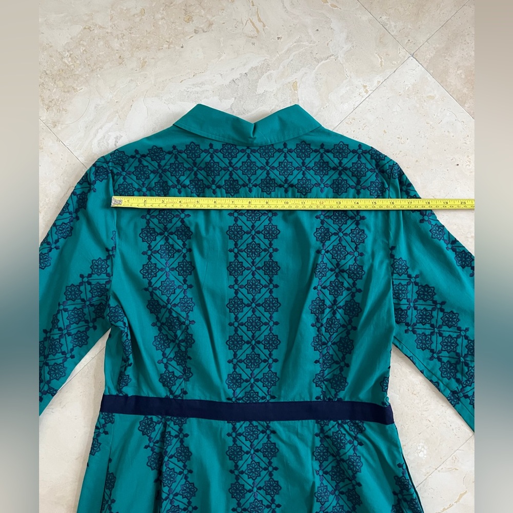 Draper James Green with Navy Ribbon & Embroidery Dress - Picture 10 of 11